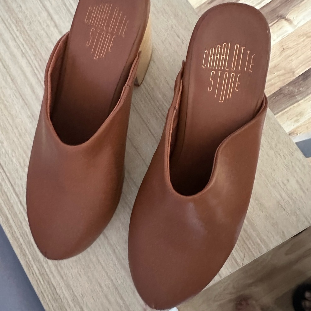 Charlotte Stone Cognac Leather Slide Mules - Picture 5 of 7